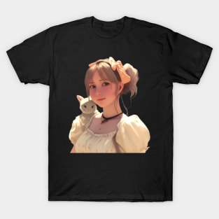 Beautiful Princess With her Cat Sticker T-Shirt